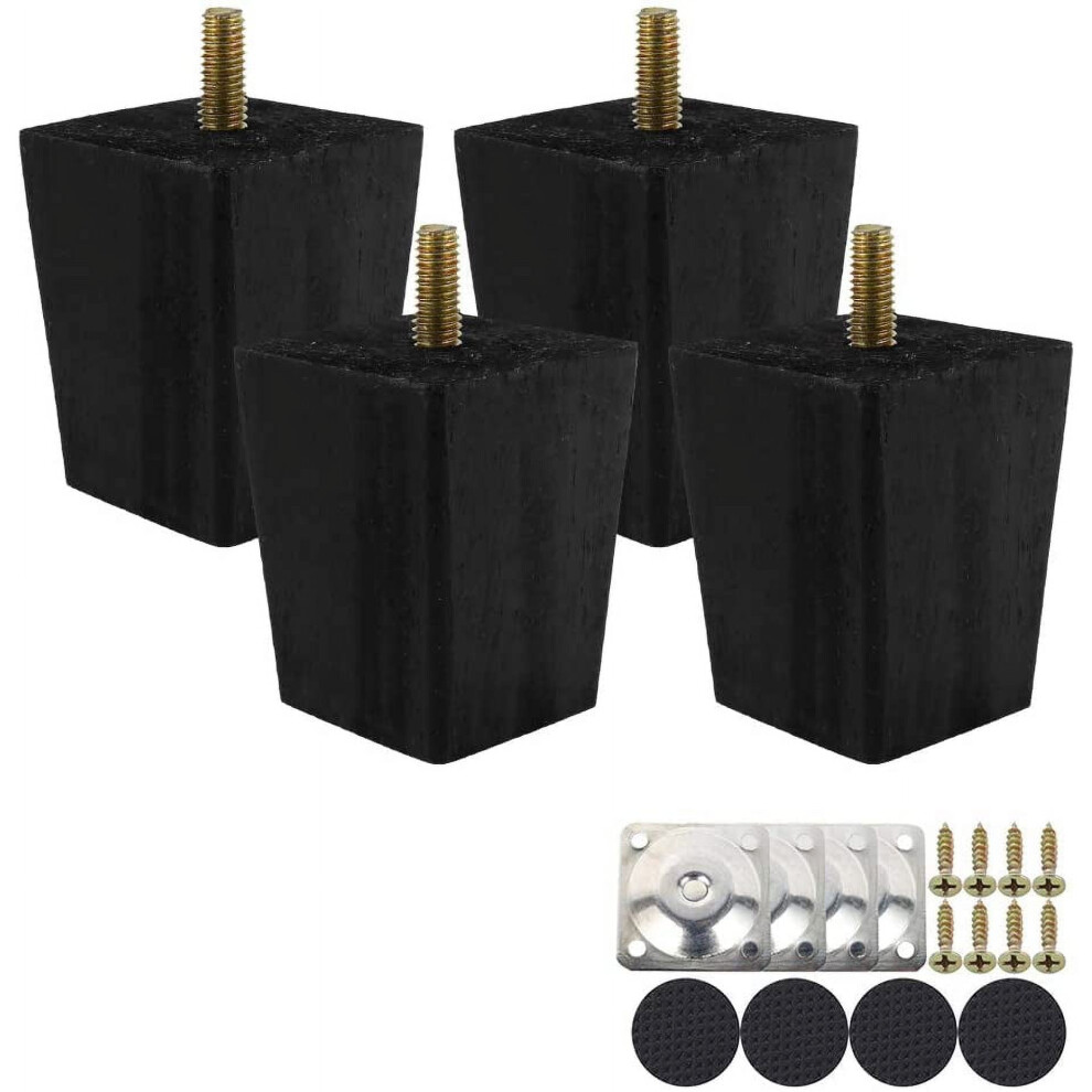 Wooden Sofa Legs Set Of 4, 6Cm Height, Solid Wood, Compatible With M8 Bolt, For Ottoman, Couch, Dresser, Armchair, Cabinet 9028731152288