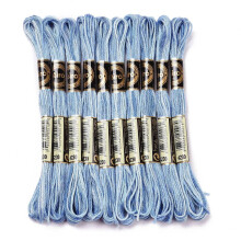 Beutel, 10 Stränge, 6-fädiges Polyester-Stickgarn, Kreuzstichgarn, segmentgefärbtes Kornblumenblau, 0,5 mm, 8,75 Yards (8 m)/Strang