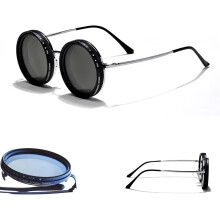 Justerbare solbriller, justerbare solbriller med toning og indbygget ND-filter, 1-9 gear afrundede polariserede
