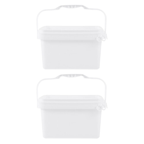 2Pz Secchiello Vernice PP Bianco Con Coperchio Manico Pratico Casa 2