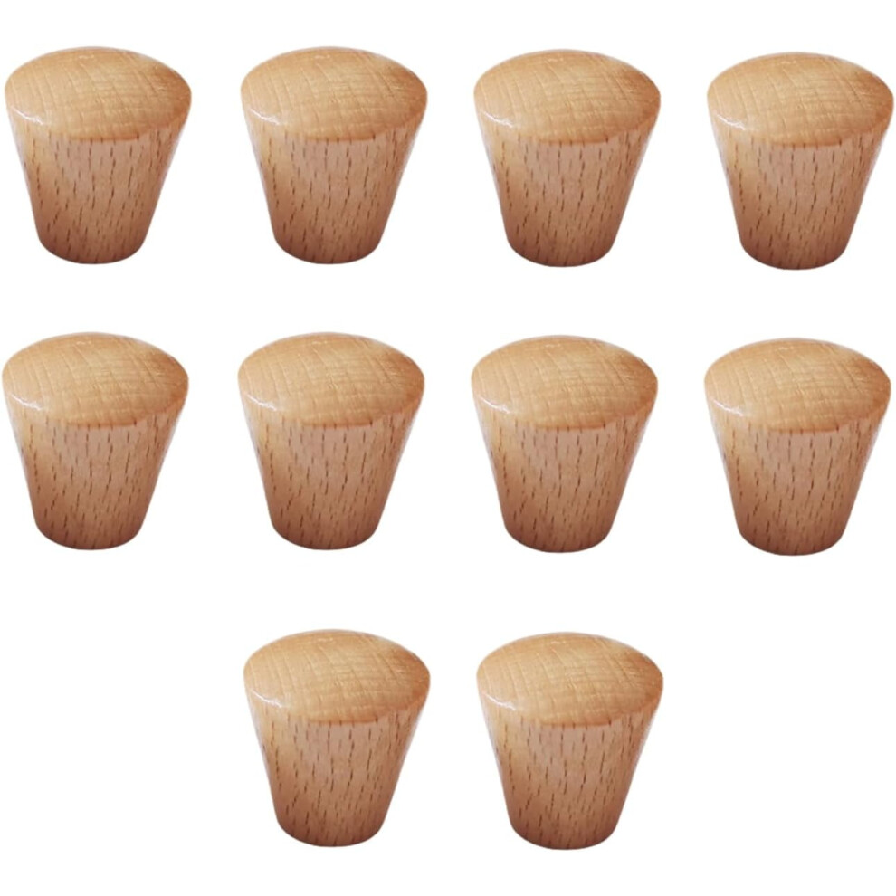 Gamvdout Wood Pull Handles 50Pcs, Beech Varnish Solid Wood Cabinet/Drawer Handles, Trapezoidal, Single Hole, 25X26mm 9028731154572