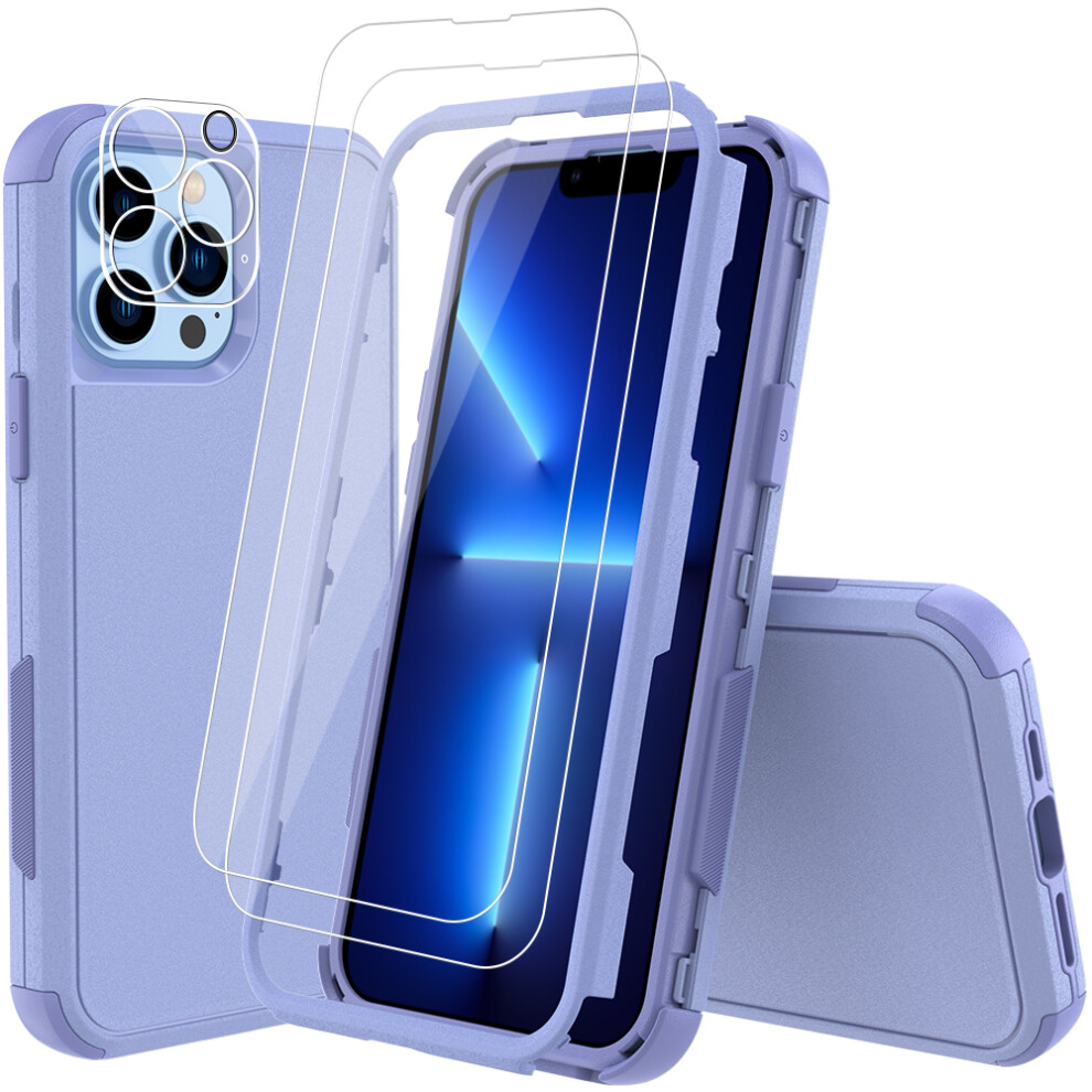 Compatible With Iphone 14 Plus Case + Screen & Camera Protector, Heavy-Duty Shockproof, Light 6.7" Purple 9028731080864