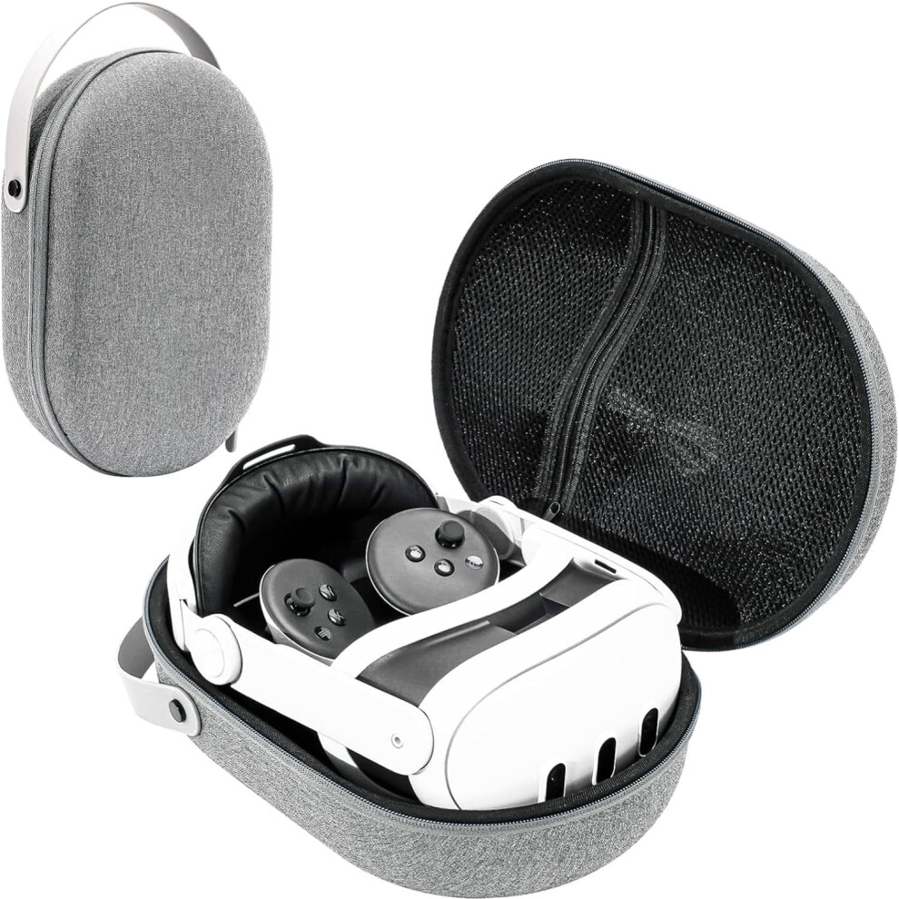 Shockproof Carrying Case Compatible With Meta Quest 3 Vr Headset, Controllers, Elite Strap, Battery & Accessories Â Gray 9028731154121