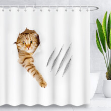 BLINGPAINTING Duschvorhang mit Katzenmotiv, orangefarbenes Kätzchen, wasserdichter Stoff