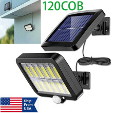 Lampă de perete solară pentru exterior cu 120 LED-uri, senzor de mișcare, cu 3 moduri de iluminare pentru ușa din față, grădină, curte,