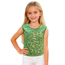Kids Leopard Glitter Tank Top Green Size 150