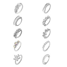 10 db/szett 20G réz orrkarika karika virág levél cirkónium septum piercing tragus porc helix fülbevaló