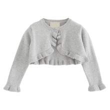 Cardigã de tricô infantil AWZXDE para meninas, aberto na frente, leve, para o outono, casual, cinza, 3-4 anos.