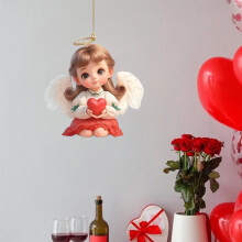 Acrylic Heart Angel Pendant Keychain 2 pcs