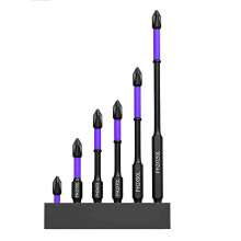 Set di 6 punte per cacciavite da 1/4" – PH2, esagonali, in acciaio TS2, resistenti agli urti, antiscivolo, compatibili con trapani elettrici.