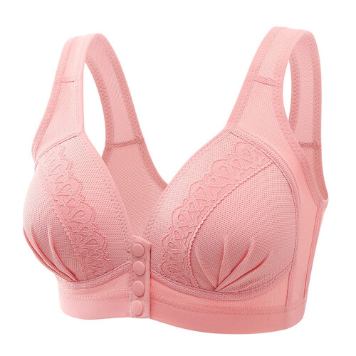 Wireless Bra Wire-Free Push-Up Bralettes Solid Pink 40