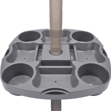 Vassoio da tavolo per ombrellone Payandpack da 38 cm per spiaggia/patio/giardino/piscina – 4 portabevande, 4 scomparti per snack, 4 fori per