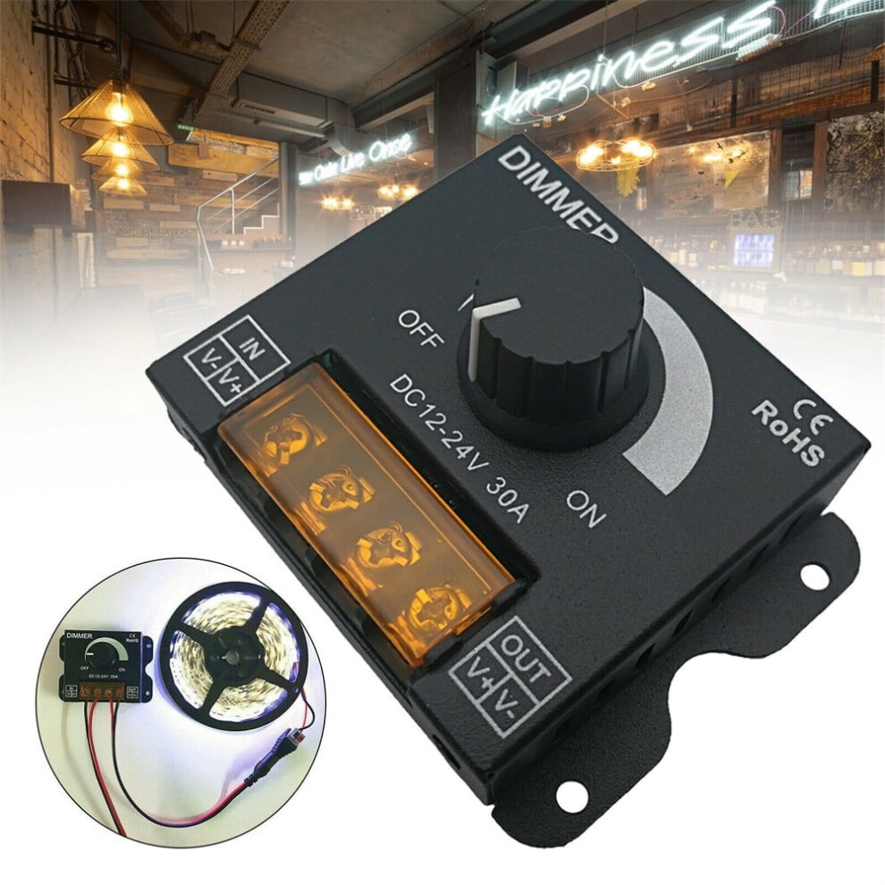 Dc 12V 24V Led Dimmer Switch 30A 360W Voltage Regulator Brightness Adjustable Controller Led Strip Light Lamp Pwm Dimming Dimmer 9028731084053