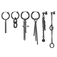 6 ks punkový styl křížové kruhové náušnice piercing kpop střapce visící piercing ucha hip hop náušnice sada šperků