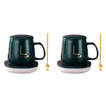 2X Heating-Cup of Electric Coffee Via USB, Gift Box Heating Plate and Coffee Cup, Cup of Hot Tea, Coffee, Milk
