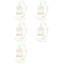 5X Metal Candle Holder Hollow Out Bird Cage Vintage Hanging Candlestick Lantern A