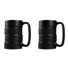 2X Funny Ceramic Tire Mugs 500ML Capacity Coffee Mug Breakfast Cereal Milk Tea Water Cup Office Tire Cup Mug