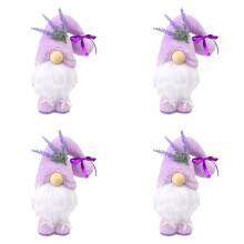 4X Lavendel Zweedse Kabouters Decoratie voor Thuis Pastel Paars Lente Zomer Gelaagde Dienblad Pluche Decor Nordic Dwerg