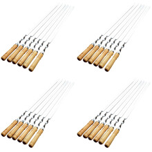 24 Pezzi 55 cm Spiedini per Barbecue Manico Lungo Shish Kebab Barbecue Grill Bastone Legno Barbecue Forchetta nel Acciaio Inox All'Aperto Grill Ago