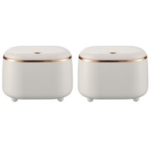 2X Press-Type Desktop Small Trash Can with Lid,Small Storage Bucket Tiny Desktop Waste Garbage Bin,White