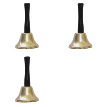 3X Goldene Stahlhandglocke, Lauter Rufglockenalarm, Familienliebe, Musikalische Handglocken, Kuhglocken mit Stockgriff-A