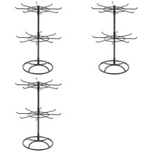 3X Rotating Jewelry Display Stand 2 Tier Round Metal Necklace Organizer for Hanging Earrings Rings Bracelets Watches