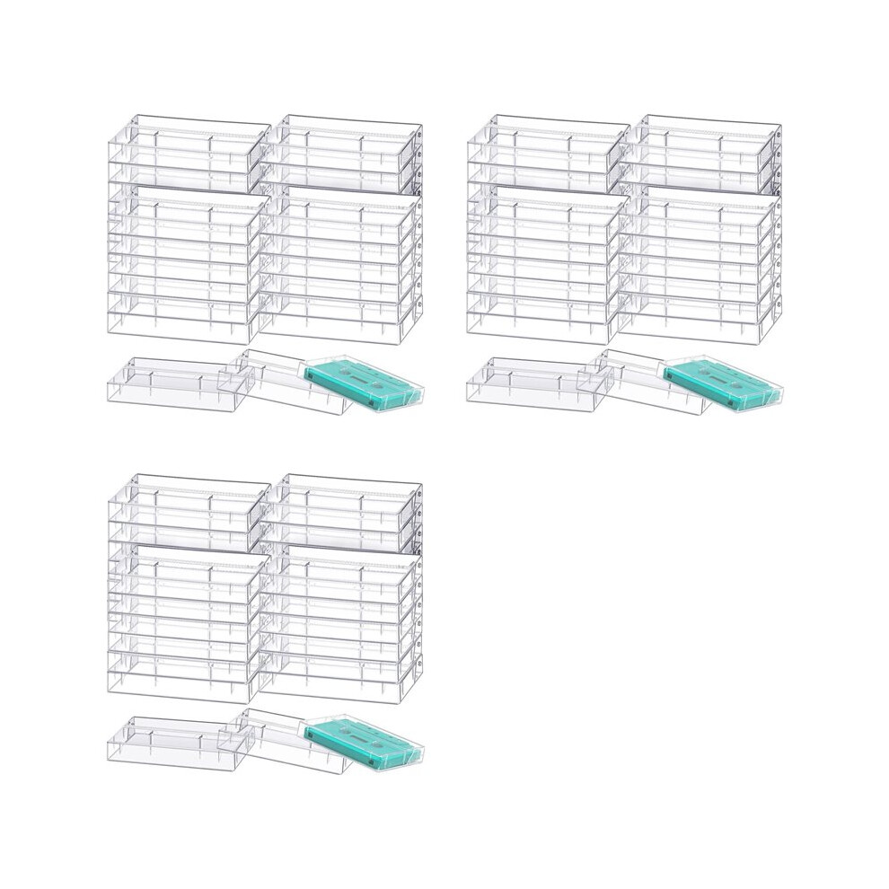 60Pack Audio Cassette Storage Cases - Clear Plastic Cassette Tape Cases -Audio Storage Solution 4.28X2.75x0.6inch(Lxwxh) 6031255056935