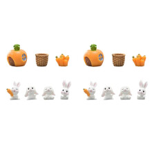 14X Resin Bunny Carrot Animal Figurine Easter Christmas Home Decor Miniature Garden Cake Decoration Doll House Decor