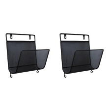 2X Estante de Ferro para Livros Estante de Metal para Jornais Estante Montada Na Parede Prateleiras de Armazenamento de Parede Escritório Estilo