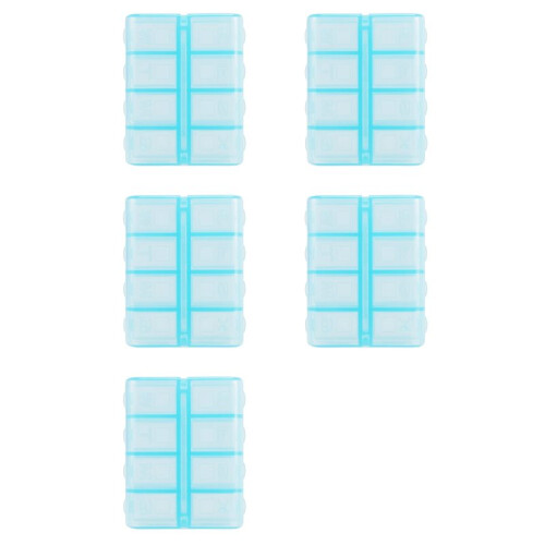 5X Plastic Rectangle 8 Compartments 7 Days Medicine Pill Box