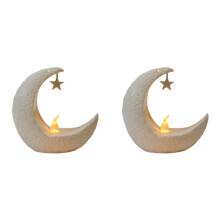 2X Starry Moon Candlestick Ramadan Festival Home Decoration Wind Party Lantern Candle Electronic Desktop Lamp Fashion B
