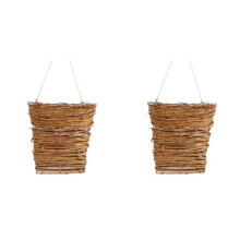 2X Pastoral Rattan Wall-Mounted Flower Basket Courtyard Green Plant Flower Hanging Basket Holiday Decoration