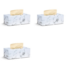 3X Rechteckige Marmor Pu-Leder Kosmetiktücher Box Abdeckung Serviettenhalter Papierhandtuchspender Container für Home Office Auto Decor
