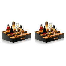 2X Wooden Cosmetics Storage Box Perfume Display Stand with Hidden Drawer Stepped Perfume Storage Box