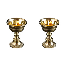 2X Suporte de Vela de Latão para Decoração de Mesa Budista Tibetana, para Banquetes de Casamento, Lâmpada de Manteiga de Latão