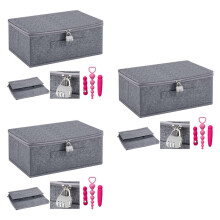 3X Sac de Rangement Discret et Verrouillable pour Jouets pour Adultes, avec Couvercle à Fermeture Éclair, 38 X 25 X 16 cm.