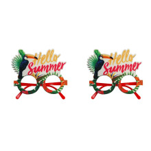 2X Sommer-Hawaii-Brille, Tropisches Thema, Partydekoration, Kokosnussbaum-Fotobrillengestell, J