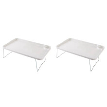 2X Table de Lit pour Ordinateur Portable, Table Pliable Portable avec Porte-Gobelet pour Dortoir Étudiant, Plateau de Lit Stable, Bureau pour Canapé