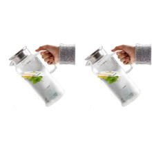 2X Pitcher Lid and Spout, Glass Carafe for Hot/Cold Water, Large Iced Tea Pitcher, Juice and Homemade Beverage