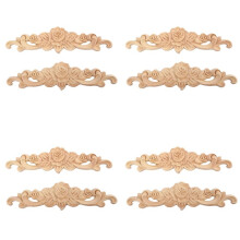 8pcs 20 X 5cm Wood Carved Long Onlay Applique Unpainted Rose Flower Door Home Decor European Style