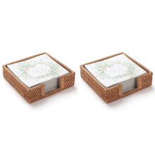 2X Porte-Serviettes Carré en Rotin, Panier à Serviettes en Osier pour Cuisine, Porte-Serviettes Plats pour Serviettes en Papier, Porte-Serviettes