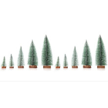 10X  Christmas Tree Small Pine Trees  the Wooden Base Home Desktop Decoration