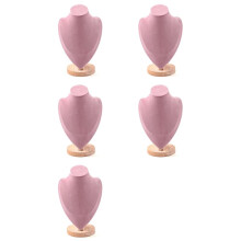 5X Jewlery Display Stand Pendant Earrings Necklace Mannequin for Shop Showcase Decor Wooden Base Chain Holder C