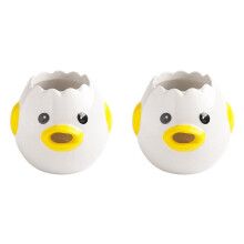 2X Cute Egg Separator, Ceramics Vomiting Chicken Egg Yolk White Separator, Practical Household Small Egg Filter Splitter