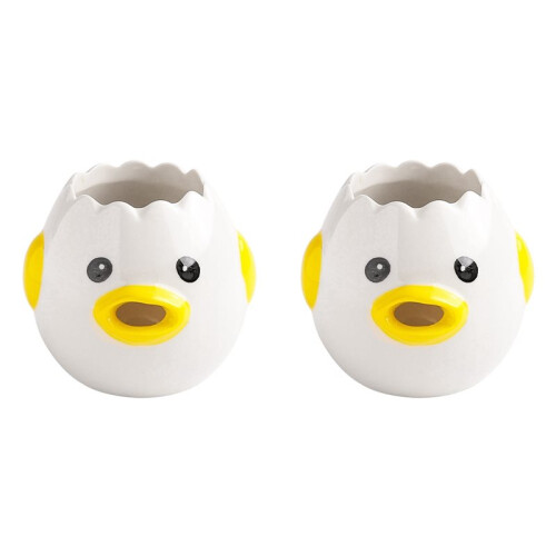 2X Cute Egg Separator, Ceramics Vomiting Chicken Egg Yolk White Separator, Practical Household Small Egg Filter Splitter