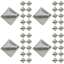 40Pcs 48X48Cm Serviettes en Tissu de Polyester pour le Dîner de Banquet de Mariage de Restaurant, Gris Argenté