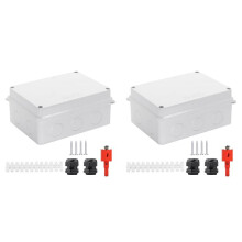 2X Electrical Box, Outdoor Waterproof Box IP65 Junction Box with Reserved Holes,Project Box Power Cord Enclosure White