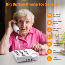 3X Großtastentelefon für Ältere Menschen, Festnetztelefon für zu Hause, eine Taste für Hilfetelefon für Sehbehinderte