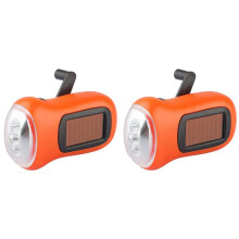 2X Hand Crank Solar Flashlight LED Emergency Light Tent Flashlight Emergency Hiking Camping and Survival Gear