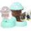 Automatic Feeder And Waterer Set 2Piece For Small Medium Large Pets Mushroom Shape Green 2
